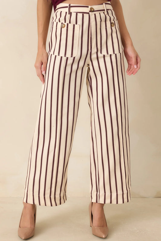 Leading the Way Burgundy Stripe Cotton Pants