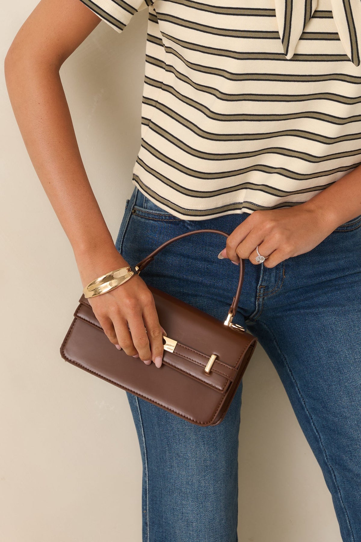 Carry On Your Way Chocolate Brown Faux Leather Top Handle Bag