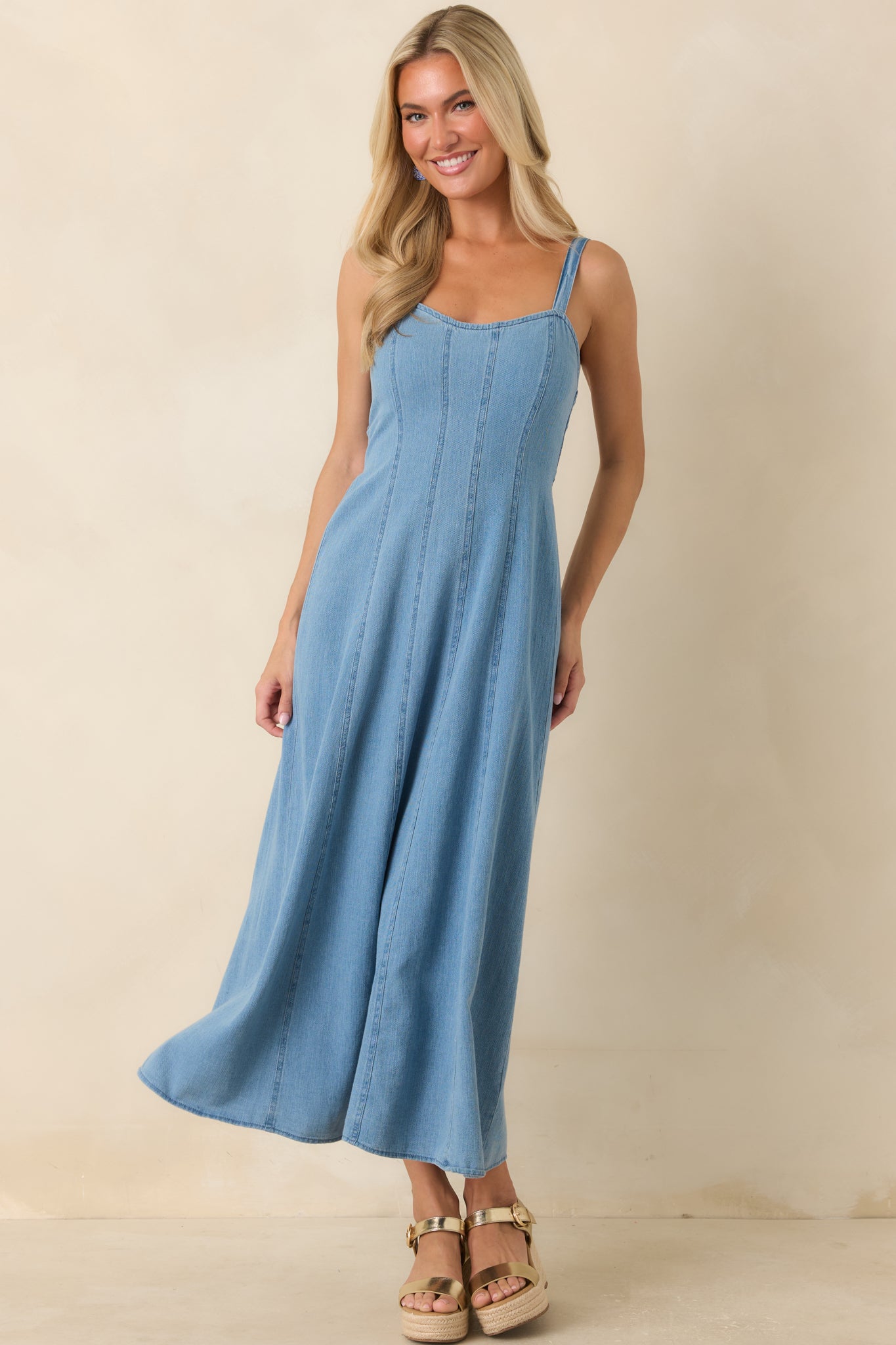 Z Supply Leonora Classic Indigo Denim Midi Dress