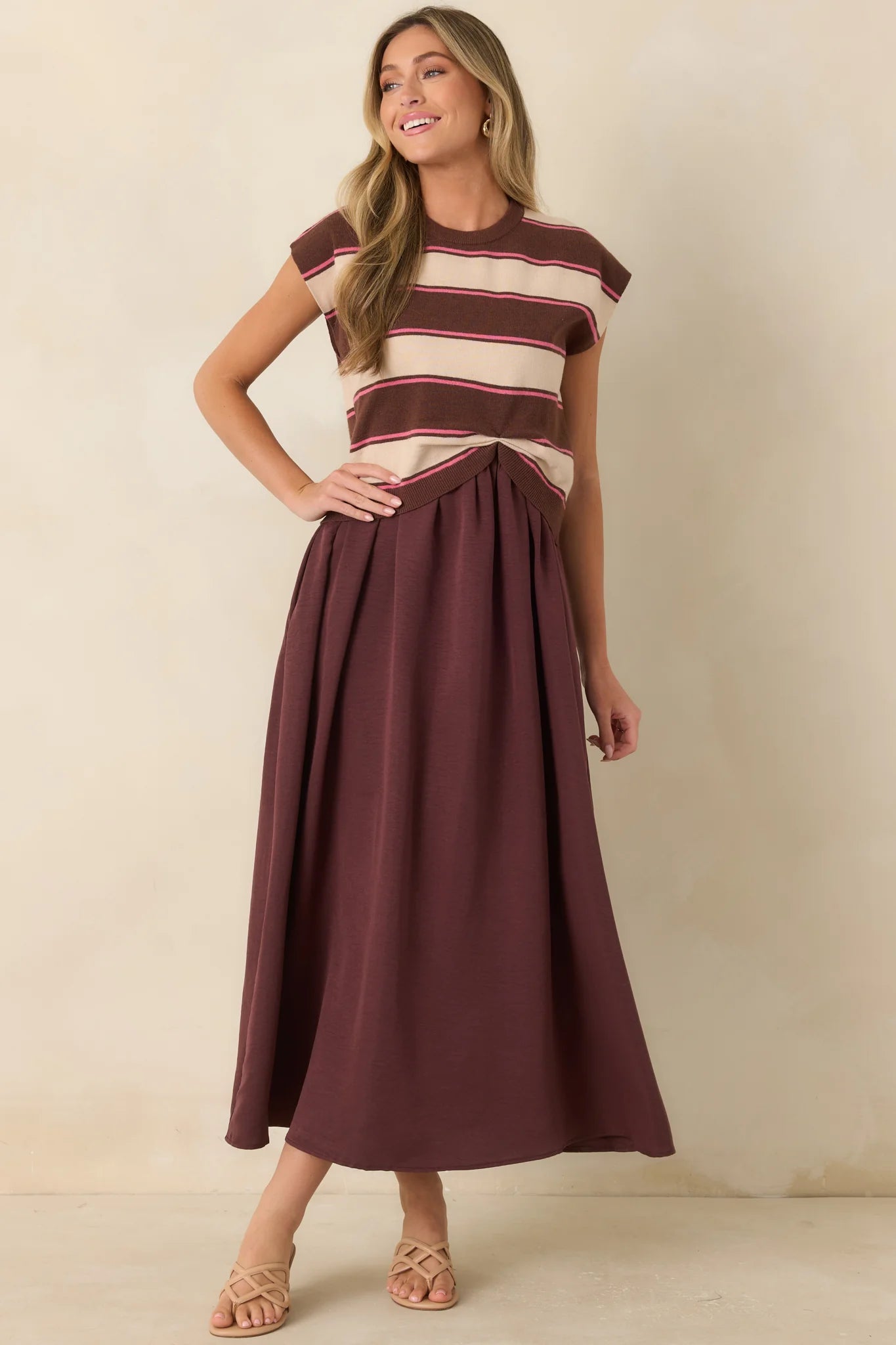 One More Chapter Cocoa Berry Layered Maxi Dress