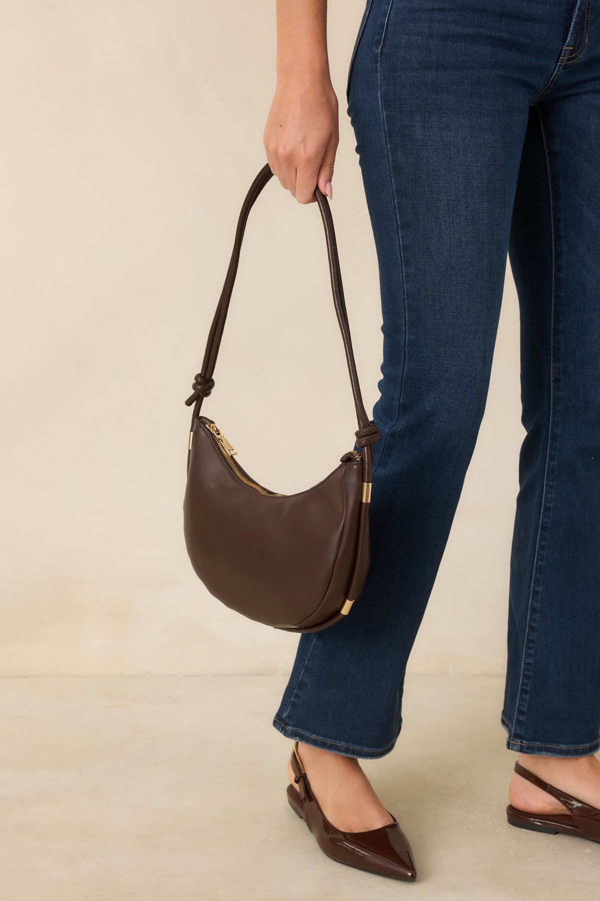 Carried Away Espresso Brown Faux Leather Shoulder Bag