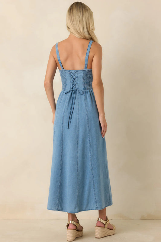 Z Supply Leonora Classic Indigo Denim Midi Dress