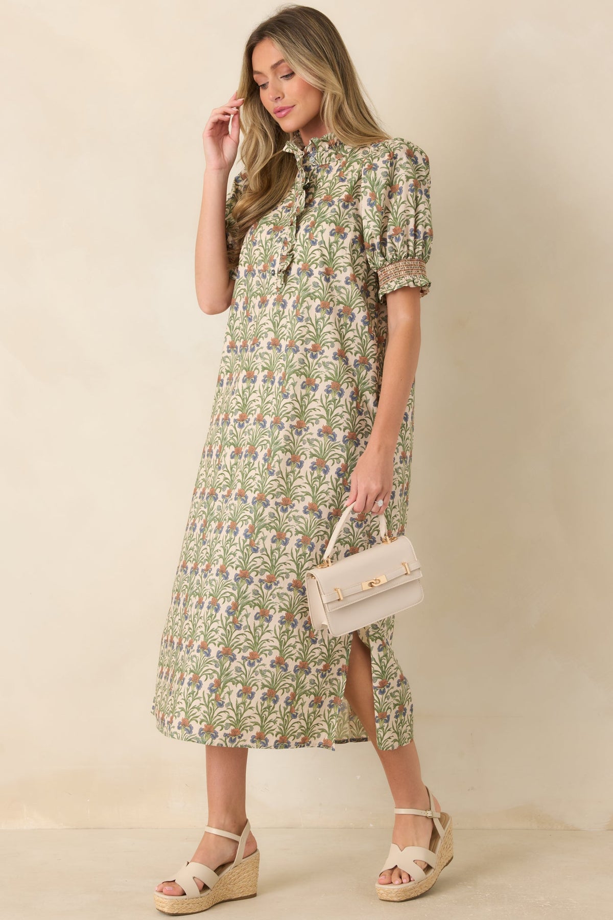 Good to Be Here Ivory Multi Floral Midi Dress
