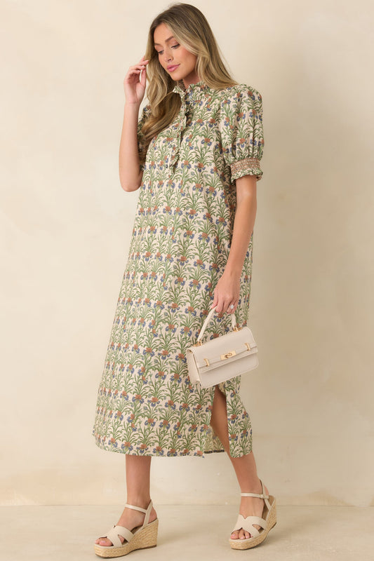 Good to Be Here Ivory Multi Floral Midi Dress