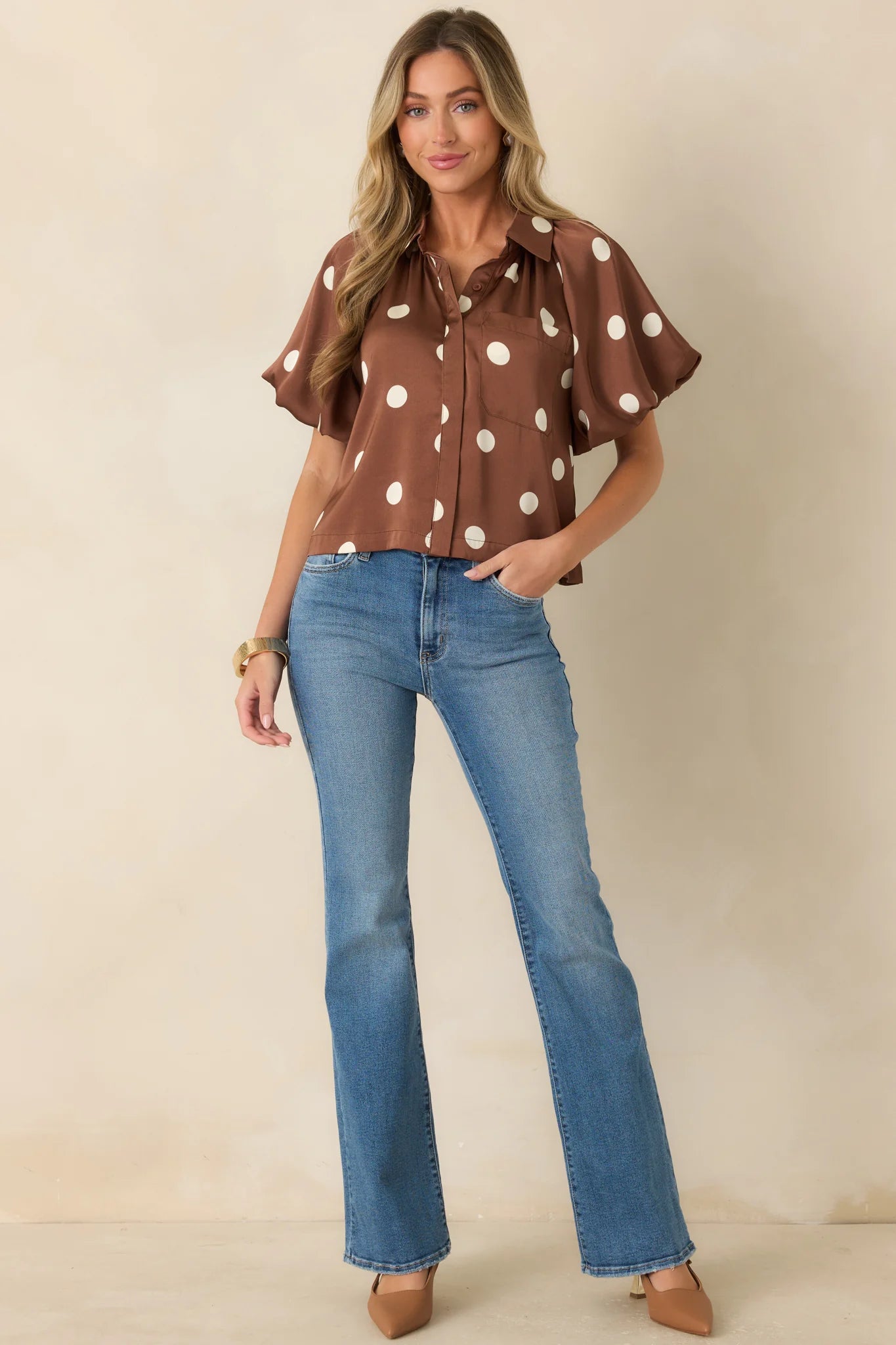 Well Read Olive Green Stripe & Dot Print Cotton Tie Waist Blouse
