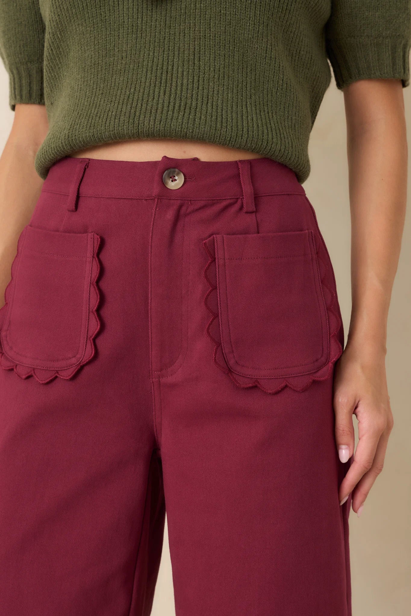 Memories Made Burgundy Cotton Wide Leg Pants