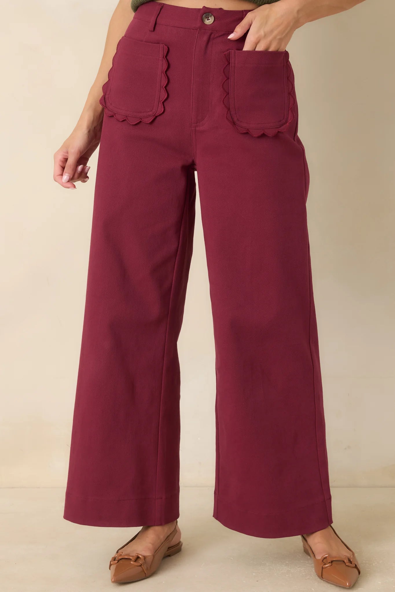 Memories Made Burgundy Cotton Wide Leg Pants