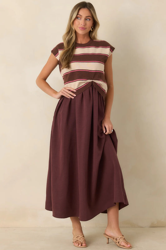 One More Chapter Cocoa Berry Layered Maxi Dress