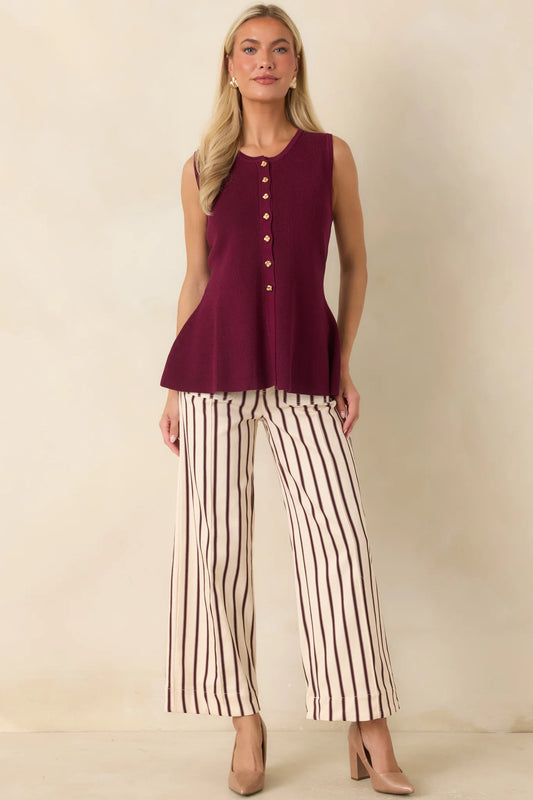 Leading the Way Burgundy Stripe Cotton Pants