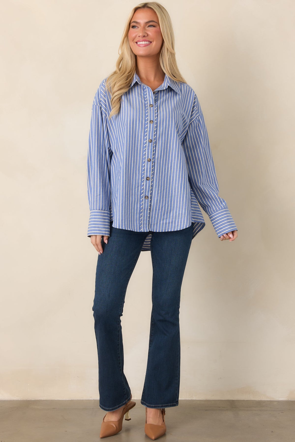 A Fine Example Dark Wash Cotton Denim Slight Flare Jeans