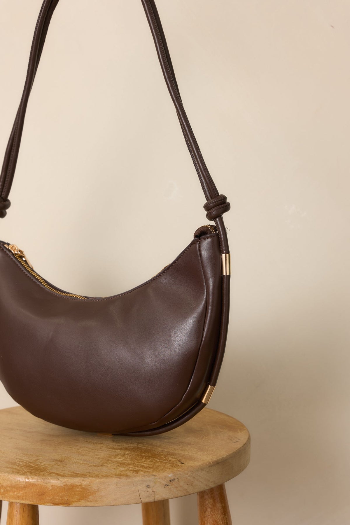 Carried Away Espresso Brown Faux Leather Shoulder Bag