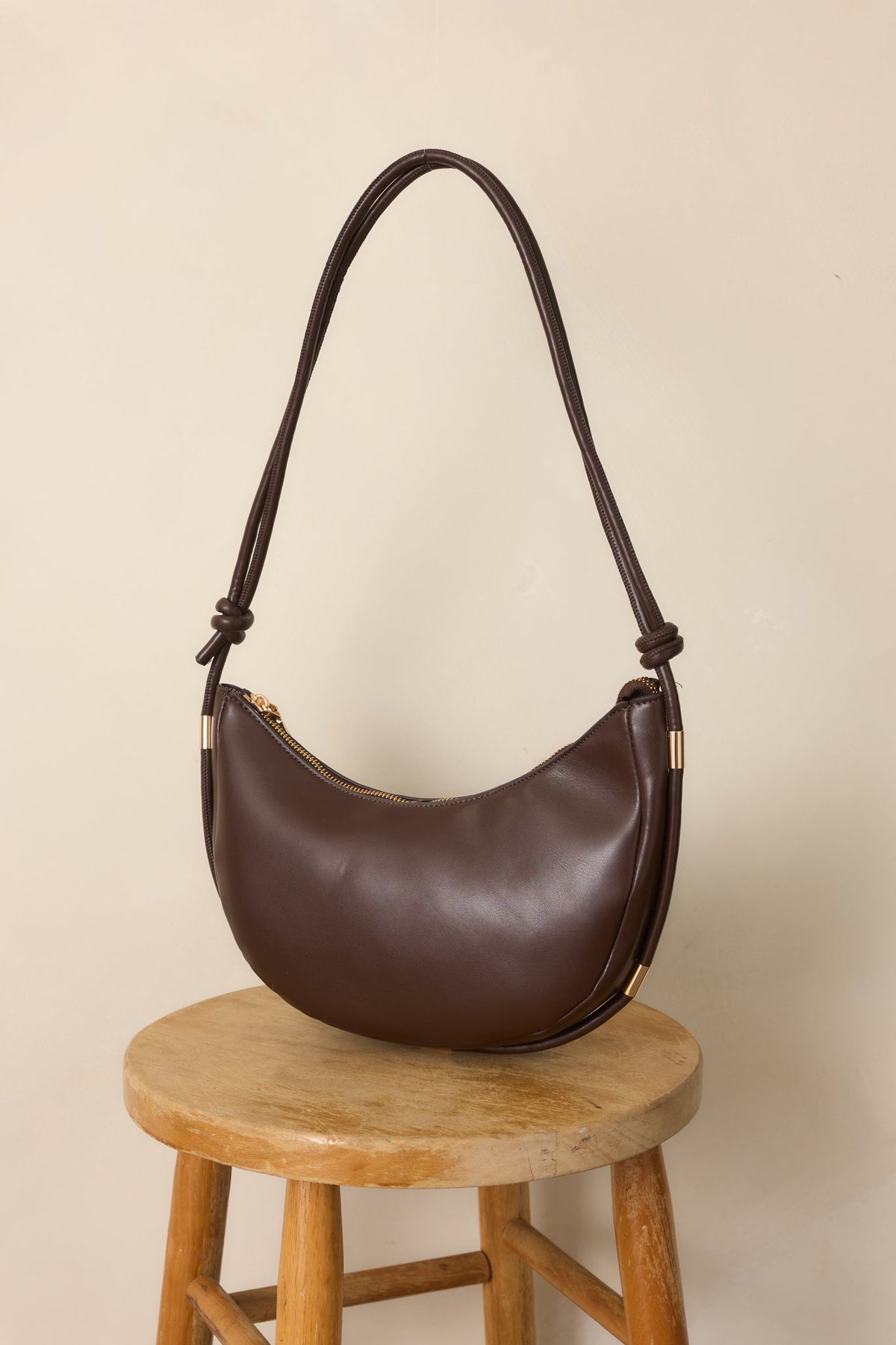 Carried Away Espresso Brown Faux Leather Shoulder Bag