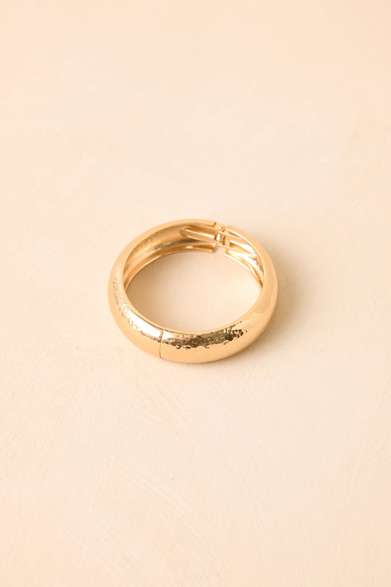 Hold On to Me Gold Hammered Hinged Cuff Bracelet