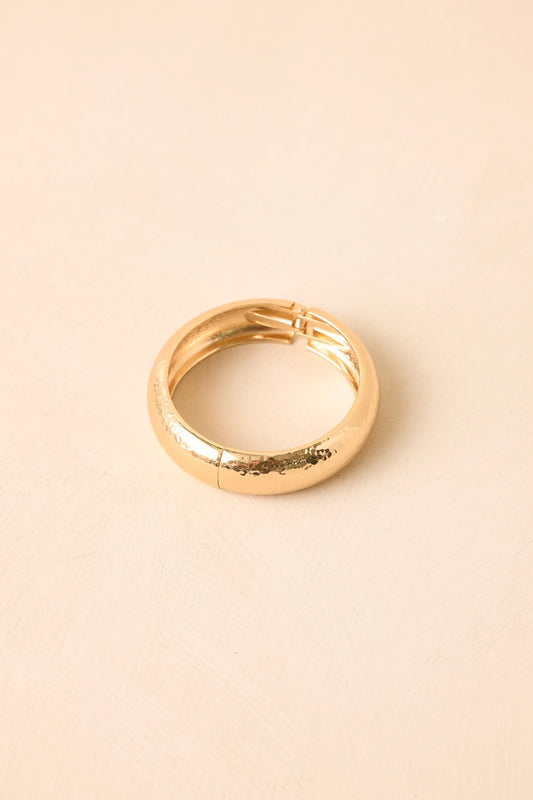 Hold On to Me Gold Hammered Hinged Cuff Bracelet