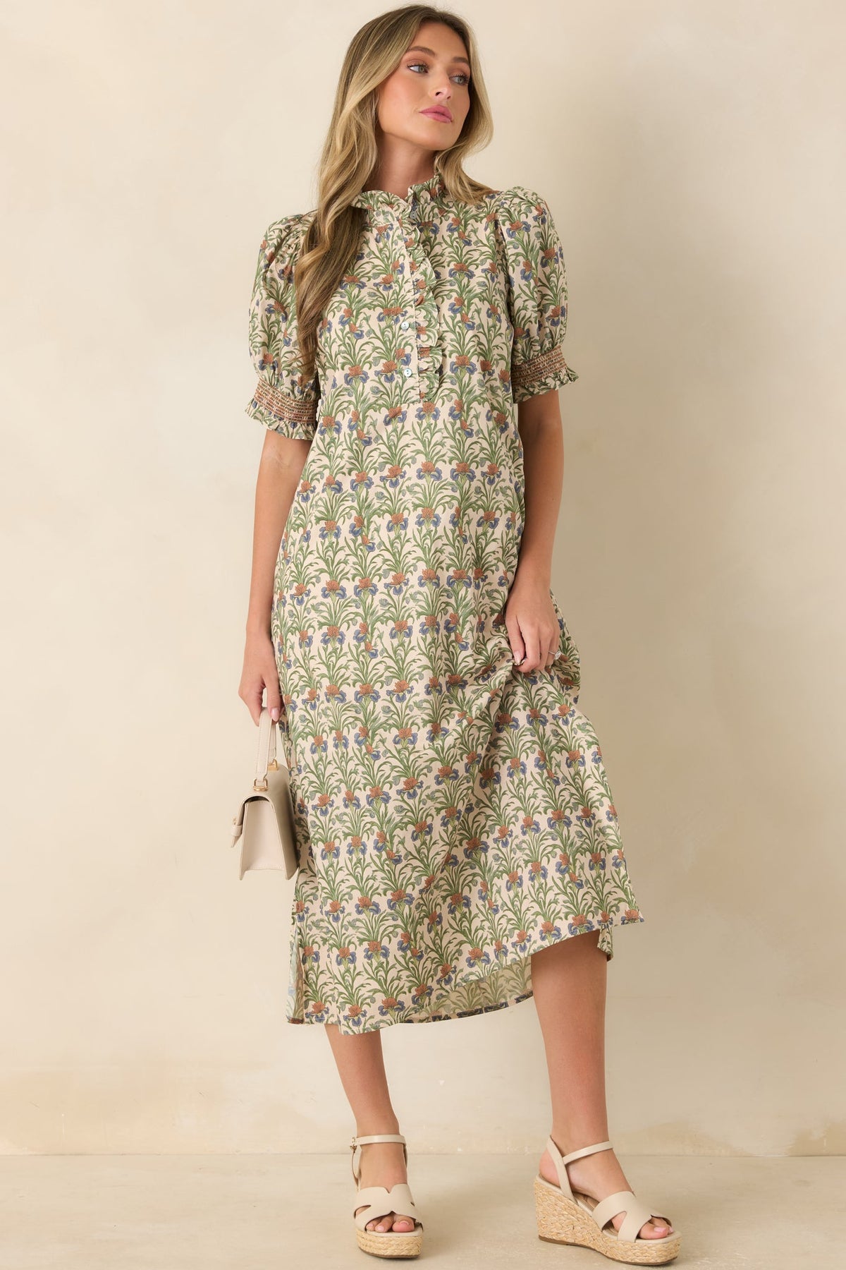 Good to Be Here Ivory Multi Floral Midi Dress