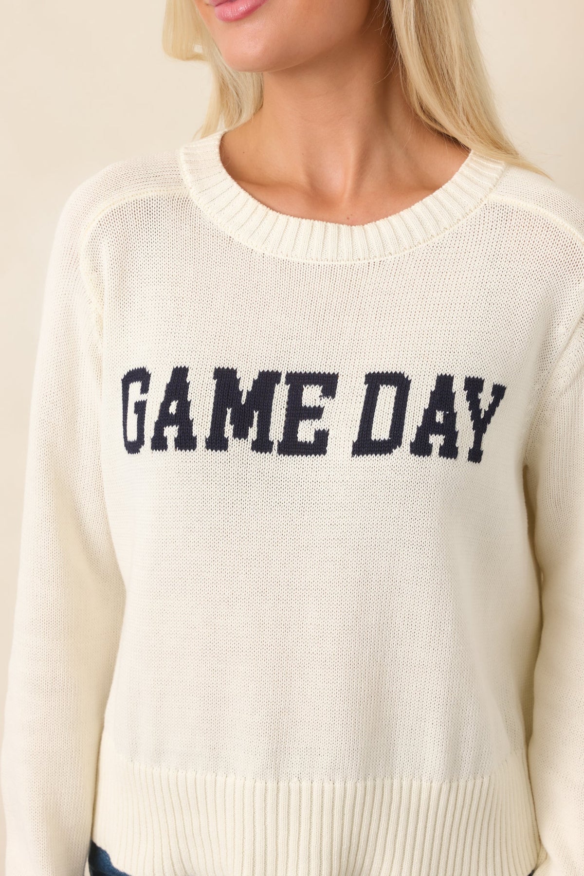 Z Supply Varsity Stand In Ivory Knit Sweater
