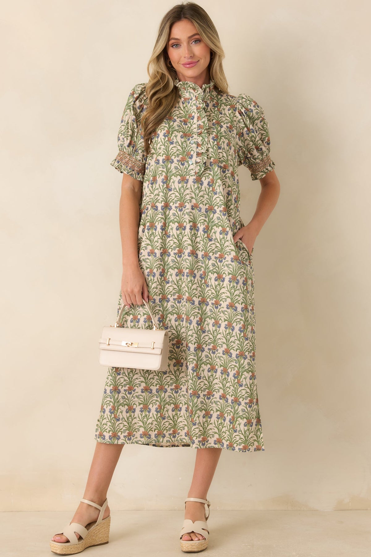 Good to Be Here Ivory Multi Floral Midi Dress