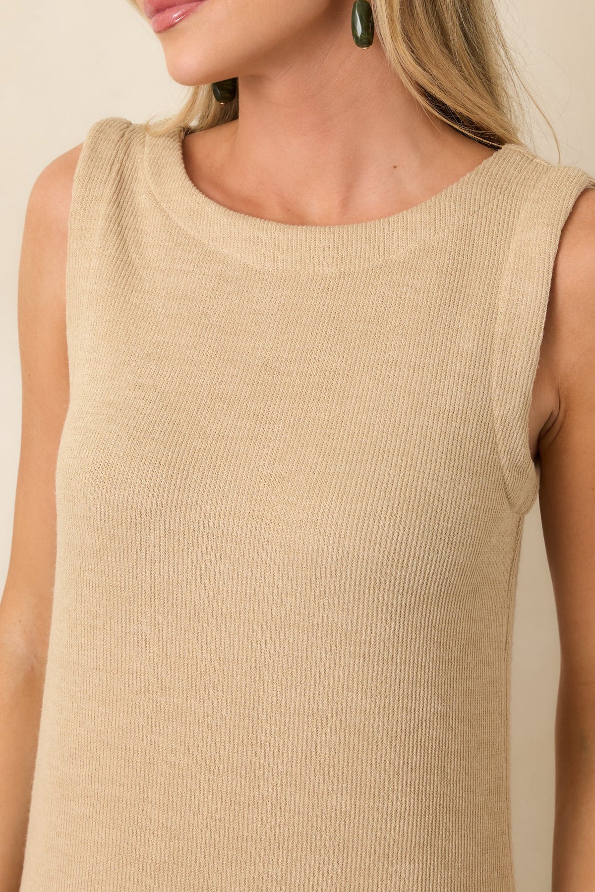 Soft Horizons Natural Rib Knit Button Back Midi Dress