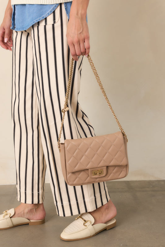 Everyday Pleasures Taupe Quilted Handbag