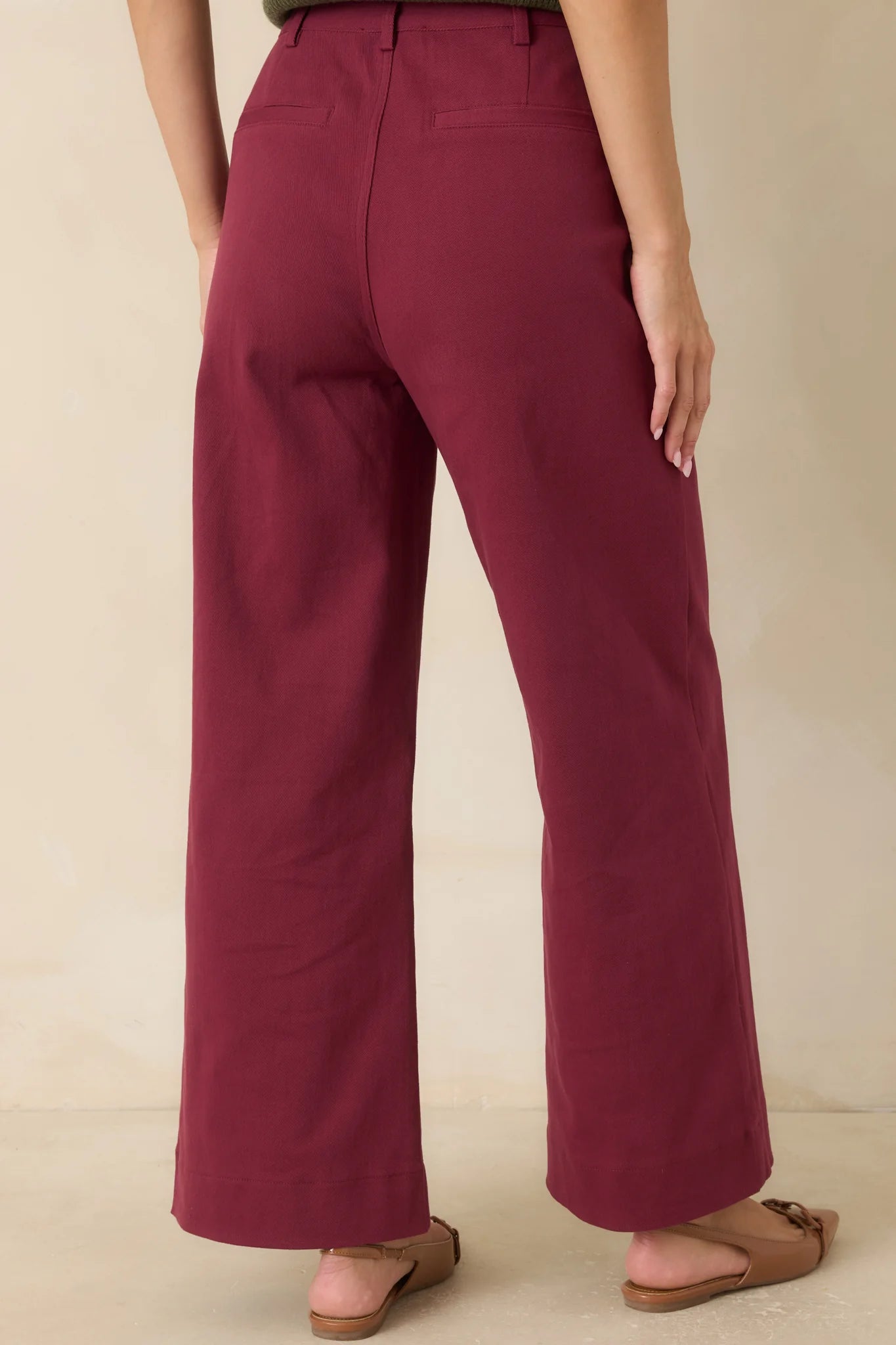 Memories Made Burgundy Cotton Wide Leg Pants