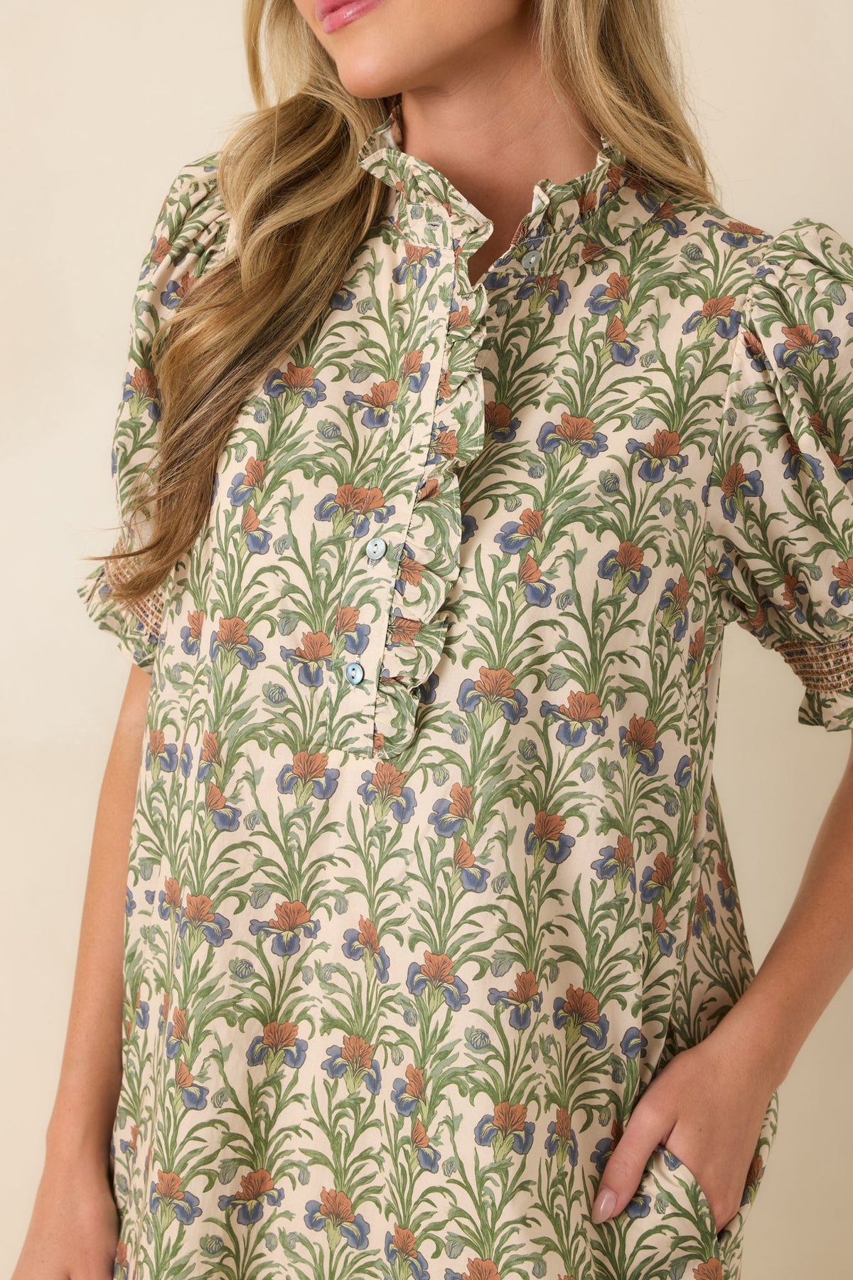 Good to Be Here Ivory Multi Floral Midi Dress