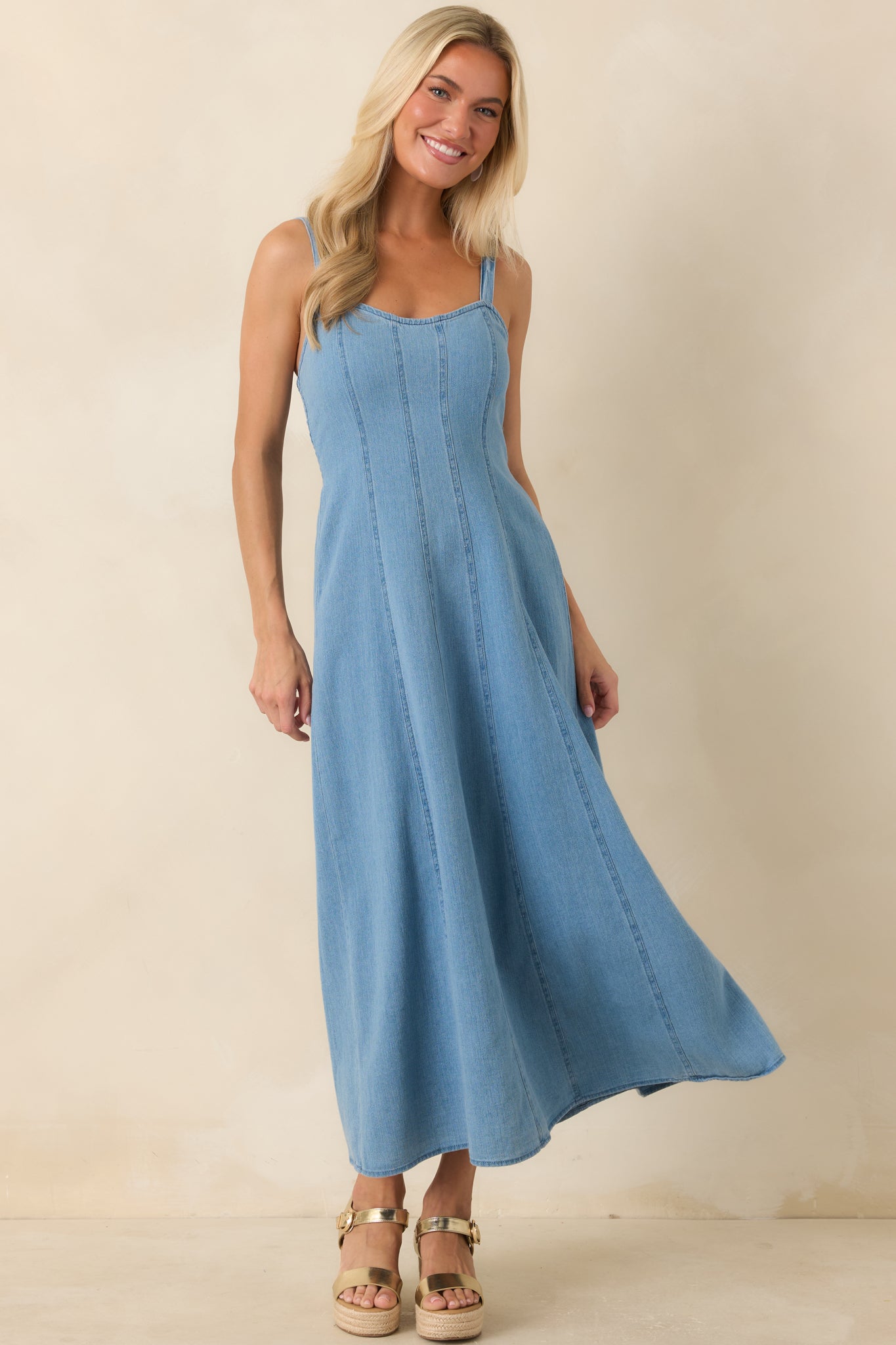 Z Supply Leonora Classic Indigo Denim Midi Dress