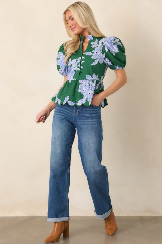 Let's Roll Medium Wash High Rise Cuffed Straight Leg Jeans