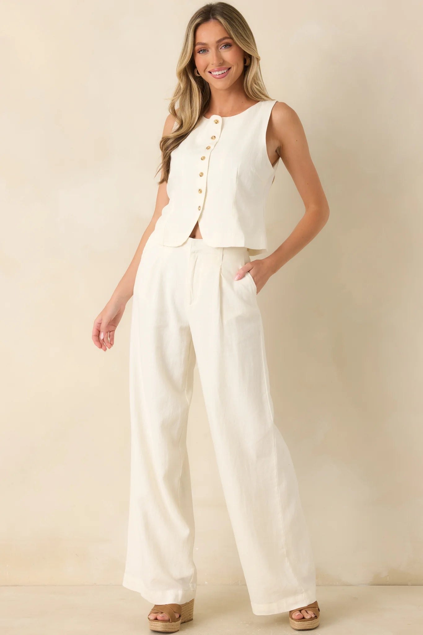 Z Supply Overlook Ivory Linen Pants