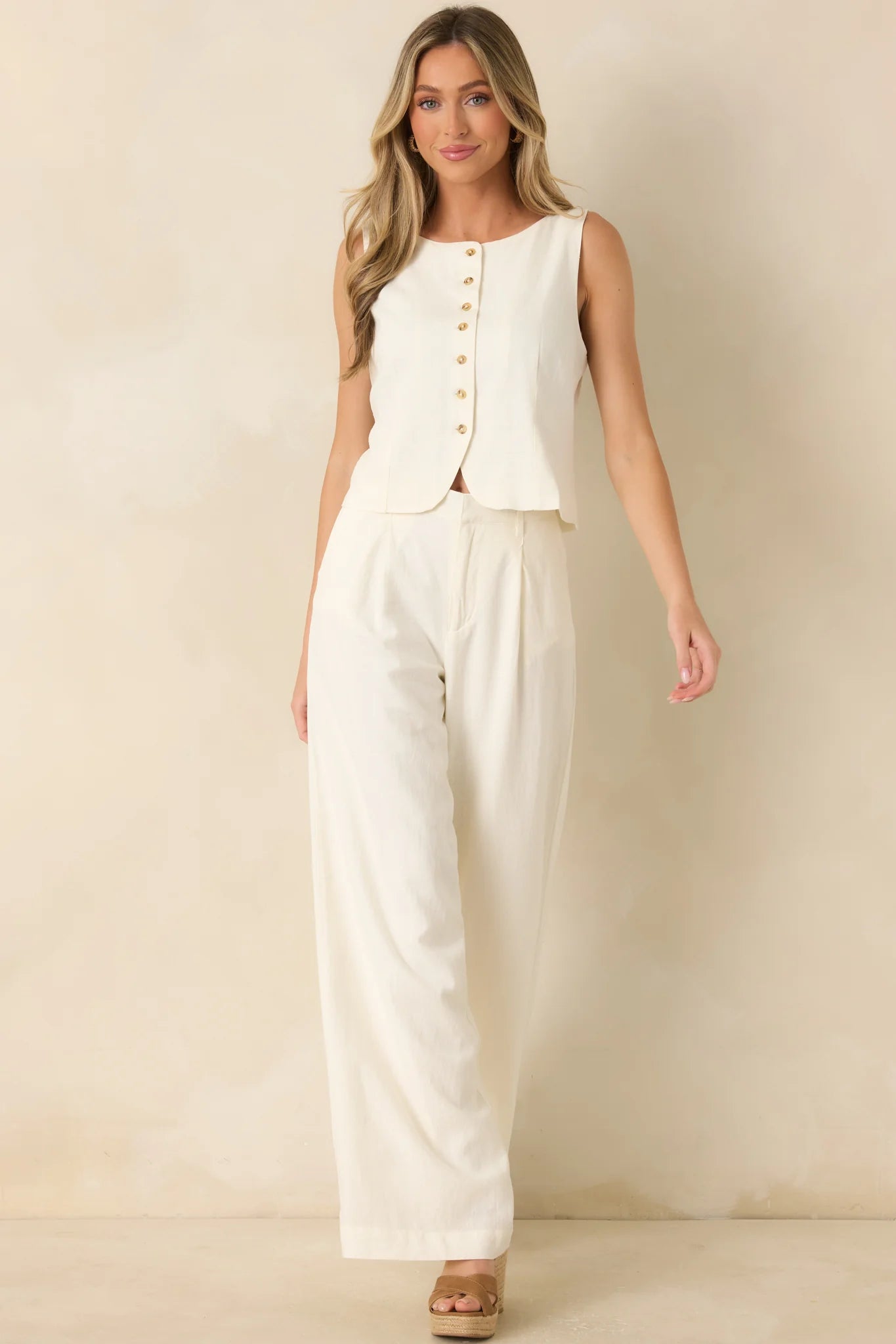Z Supply Roman Ivory Linen Button Front Vest